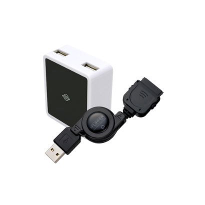 THE FLIPPER USBケーブル for iPhone/iPad/iPod 2ポート USB充電器セット UFS-ADK-W3-BK