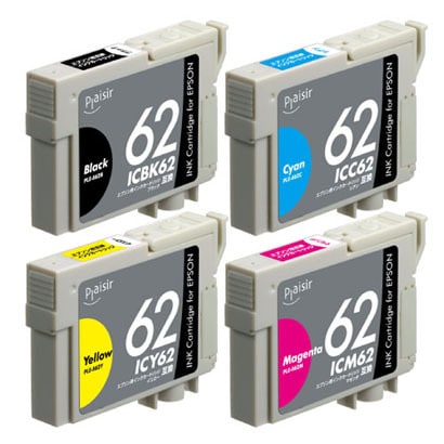 互換インクカートリッジ エプソン IC4CL62 4色パック（ブラック/シアン/マゼンタ/イエロー） 顔料 PLE-E624P