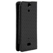 BSMPSO01ELBK [Xperia AX SO-01E専用 編込みレザーケース 液晶保護フィルム付 ブラック]