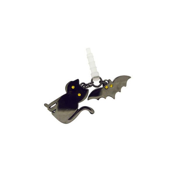 iDressイヤホンジャックアクセ コウモリとネコ [イヤホンジャックアクセサリー]