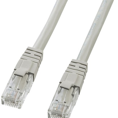 LANケーブル 5m CAT6 ライトグレー 爪折れ防止 PoE対応 単線 UTP クロス結線 RJ45 RoHS対応 KB-T6L-05CK
