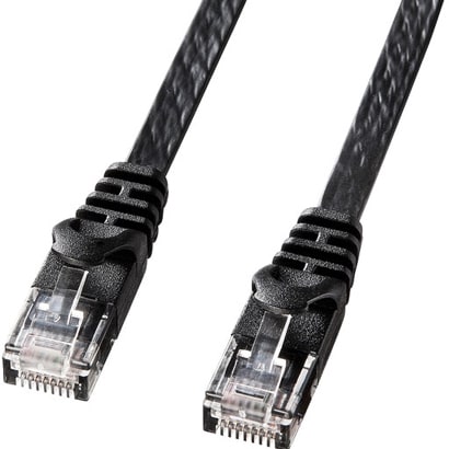 LANケーブル 1m CAT6 フラットタイプ ケーブル厚1.5mm ブラック 爪折れ防止 より線 UTP ストレート結線 RJ45 LA-FL6-01BK