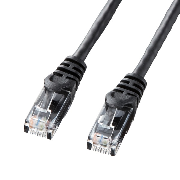 LANケーブル 0.5m CAT6 ブラック 爪折れ防止 PoE対応 より線 UTP ストレート結線 RJ45 LA-Y6-005BK