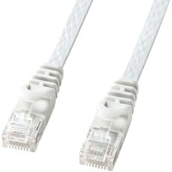 LANケーブル 0.5m CAT6 フラットタイプ ケーブル厚1.5mm ホワイト 爪折れ防止 より線 UTP ストレート結線 RJ45 LA-FL6-005W