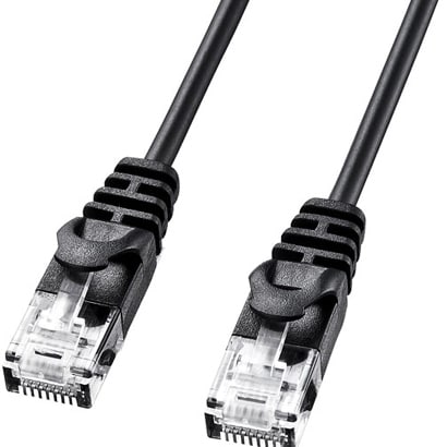 LANケーブル 2m CAT6 極細 ケーブル径3.8mm ブラック 爪折れ防止 より線 UTP ストレート結線 RJ45 LA-SL6-02BK