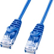 LANケーブル 5m CAT6 極細 ケーブル径3.8mm ブルー 爪折れ防止 より線 UTP ストレート結線 RJ45 LA-SL6-05BL