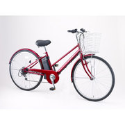 電動アシスト自転車 タスカルシティ 26型 外装6段変速 レッド TASKAL-C26-RD