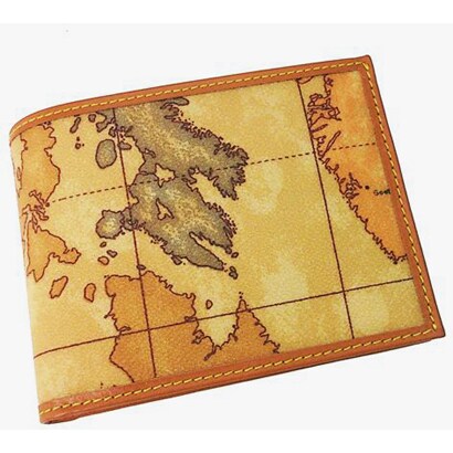 三つ折り財布(横) 世界地図柄 W105