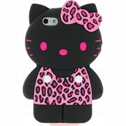 iPhone5シリコンケース [全身キティBKヒョウPK]