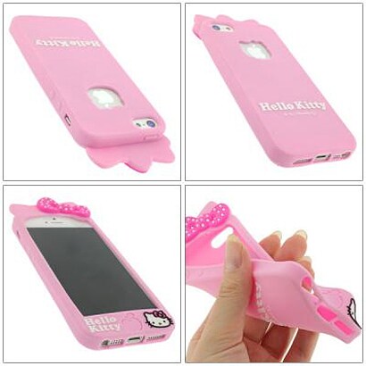iPhone5シリコンケース [ダイカットキティPK]