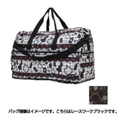 H0004 129 [レースワークブラック 折りたたみ大型ボストンバッグ]