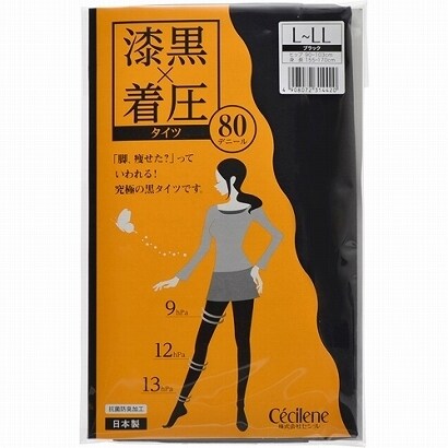 80デニール 漆黒タイツ ブラックL-LL