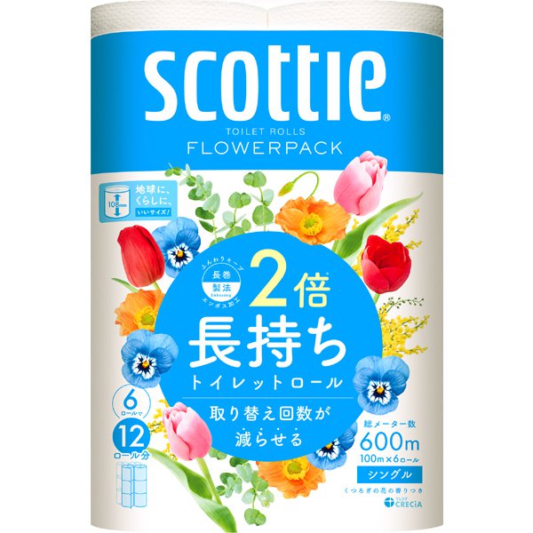 スコッティ フラワーパック 2倍巻き 6ロールシングル [トイレットティシュー]