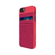 Hybrid Snap-On Case & Attachable Leather CC Holder (Coral Pink) [iPhone 5用]