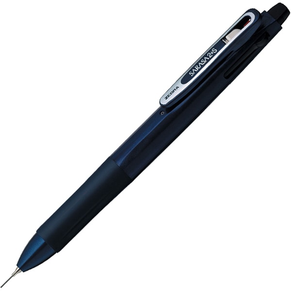 多機能ジェルボールペン サラサ2+SB ボール径：0.5mm ノック式 インク色：2色（黒・赤） シャープペン芯径：0.5mm 本体色：ネイビー SJ2-NV