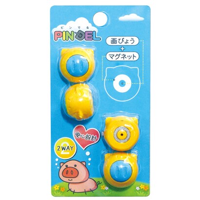 マグネット付がびょう ピンでる こぶた オレンジ