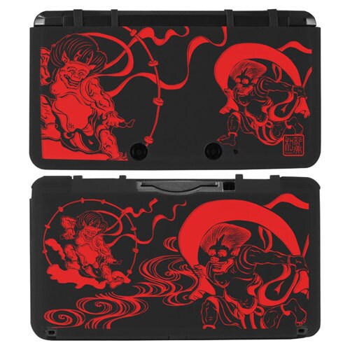 3DSSC09 [3DS 柔装飾カバー 透し風神雷神＜墨＞]