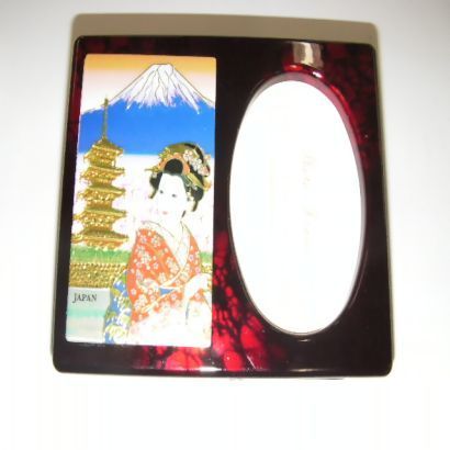 オルゴール付写真立て　富士山舞妓 [彫金]