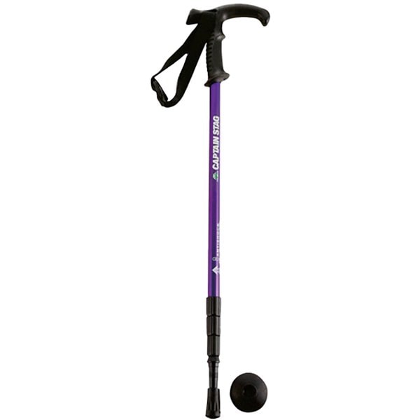 FEEL BOSCO トレッキングステッキTグリップ （4段スライド式） M-9840 パープル 1本のみ [トレッキングポール 形状T型]
