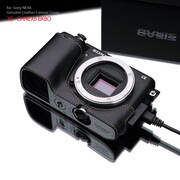 ソニーNEX6用本革カメラハーフケース（Micro USB接続対応モデル) ブラック/ブラウンステッチ XS-CHNEX6BKBO