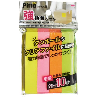 強粘着付箋 Pitta 75×15mm ネオンカラーアソート 43025