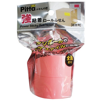 強粘着ロール付箋 Pitta 詰め替え用 ネオンピンク 43037