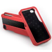 iPhone4/4Sケース CARBONFIBER LEATHER SHEL RED LEATHER