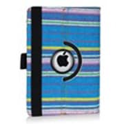 iPad mini PUレザーケース 360° 編み込み柄 ブルー J-04544-1