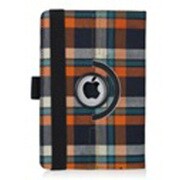 iPad mini PUレザーケース 360° タータンチェック オレンジ J-04543-4