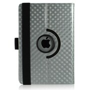 iPad mini PUレザーケース360° 格子柄 シルバー J-04524-1