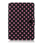 iPad mini PUレザーケース ドット柄 ブラック/ピンク J-04227-1