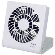 コンパクトデスク扇風機 風量2段切替機能付 ホワイト　乾電池・USB・ACの3電源対応 NPM-1081U(WH)