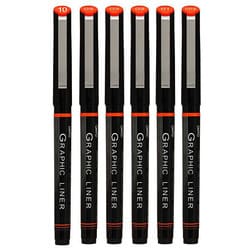 グラフックライナー 0.05mm/0.1mm/0.2mm/0.3mm/0.5mm/1mm 黒 CFR-150GL/6P