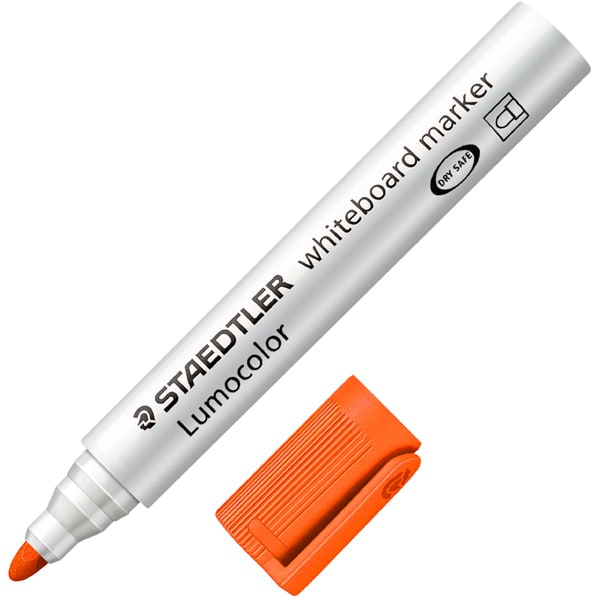 ルモカラー ホワイトボードマーカー 中字丸芯 2mm オレンジ 351-4