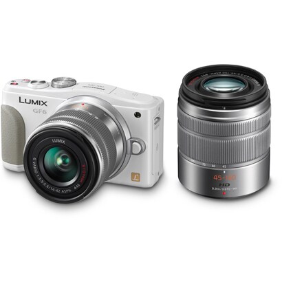 DMC-GF6W-W [LUMIX(ルミックス) GF6 ダブルズームレンズキット ボディ＋標準ズーム「14-42mm/F3.5-5.6 II」＋望遠ズーム「45-150mm/F4.0-5.6」 ホワイト]