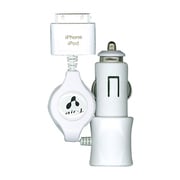 リール式シガーソケット充電器 ホワイト DKJR-PW