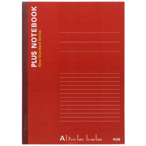 PLUS NOTEBOOK（ノートブック） セミB5 A罫7mm 30枚 レッド NO-003AS