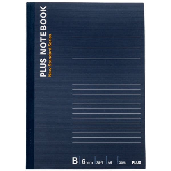 PLUS NOTEBOOK（ノートブック） B罫6mm A5 30枚 ネイビー NO-103BS