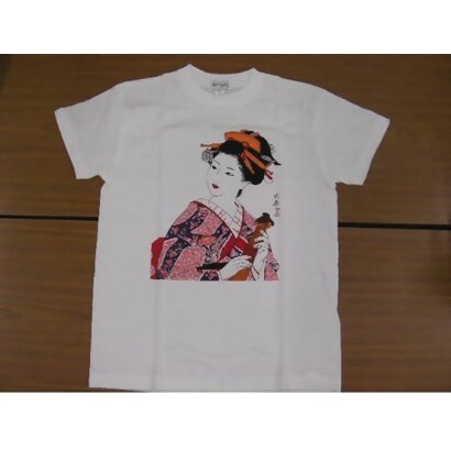 Tシャツ白 19 舞妓 ピンク L