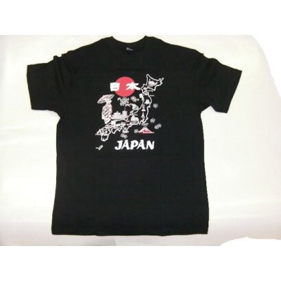 Tシャツ黒 88 地図舞妓 LL