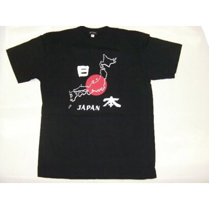 Tシャツ黒 42 地図日本 S