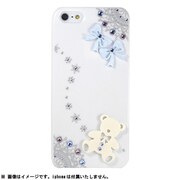 5iP04 [Hotsuma iPhone SE/5s/5用ケース 白 レース銀とテディベア＆リボン]