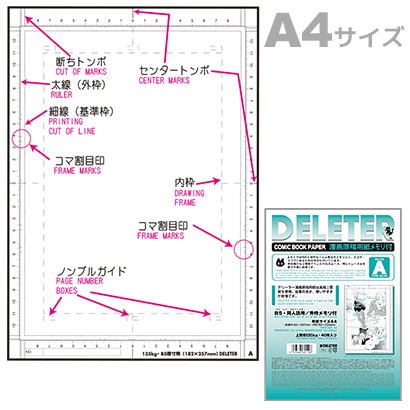 デリーター原稿用紙 A4メモリ付 Aタイプ 135kg B5・同人誌用 201-1032