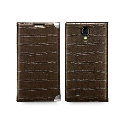 GALAXY S4 ダークBR プレステージ スクエアクロコダイアリー