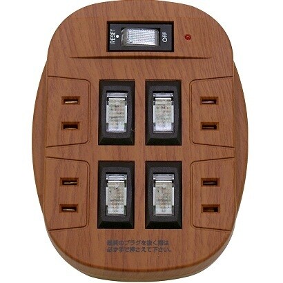 雷ガード付4口節電コンセント 木目タイプ ブリスター ASW-014MO