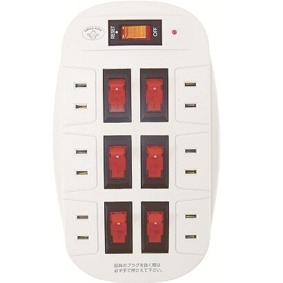 雷ガード付6口節電コンセント ASW-017