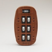 雷ガード付6口節電コンセント 木目タイプ 化粧箱 ASW-017MO