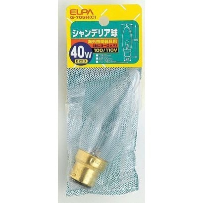 白熱電球 シャンデリア球 B22D口金 40W クリア G-705H(C)