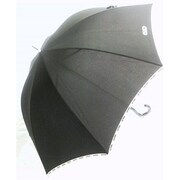 婦人無地ワッペン付傘 長傘 無地 60cm ブラック [09001048]
