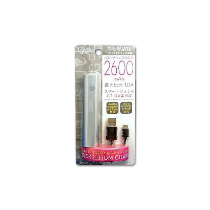 リチウム充電器2600mAh USB出力：1ポート 最大：1Aスティック シルバー IMD-L103SV